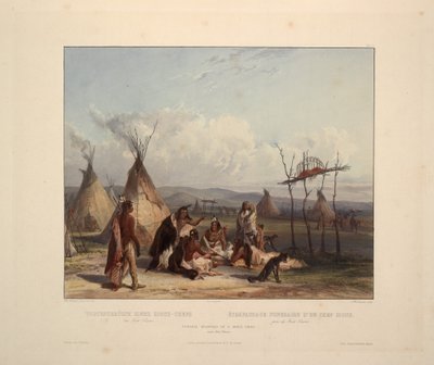 スー族の首長の葬式の足場 作： Karl Bodmer